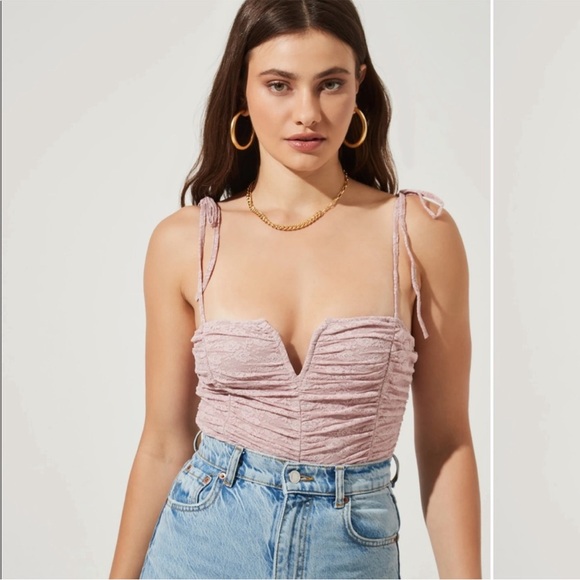 Astr Tops - Astr Pink Lace Bodysuit